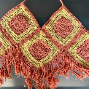 Custom halter top in orange and yellow. Hand made.  New